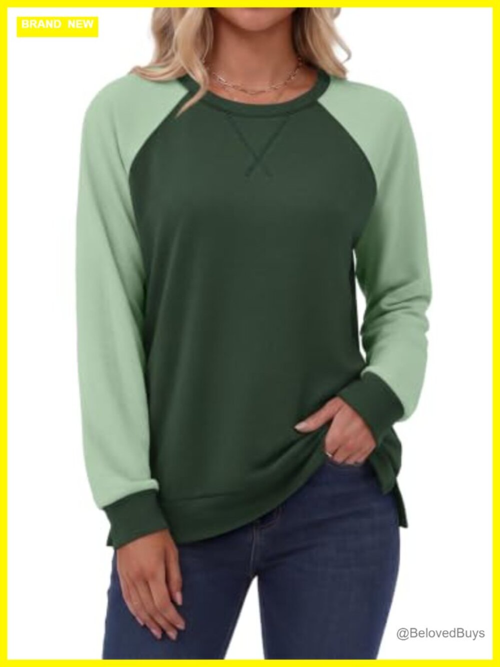 Crewneck Color Block Sweatshirt Long Sleeve Oversized Pullover